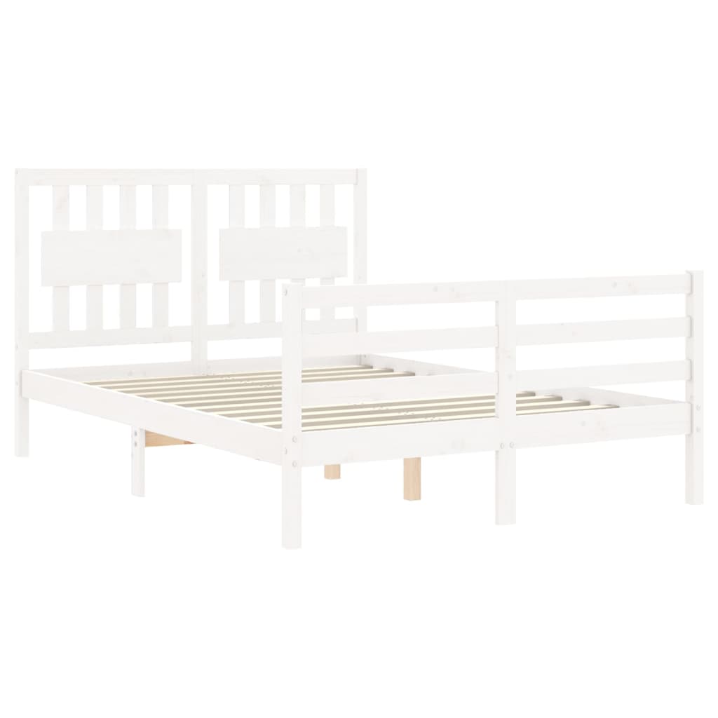 vidaXL Estructura cama de matrimonio con cabecero madera maciza blanco