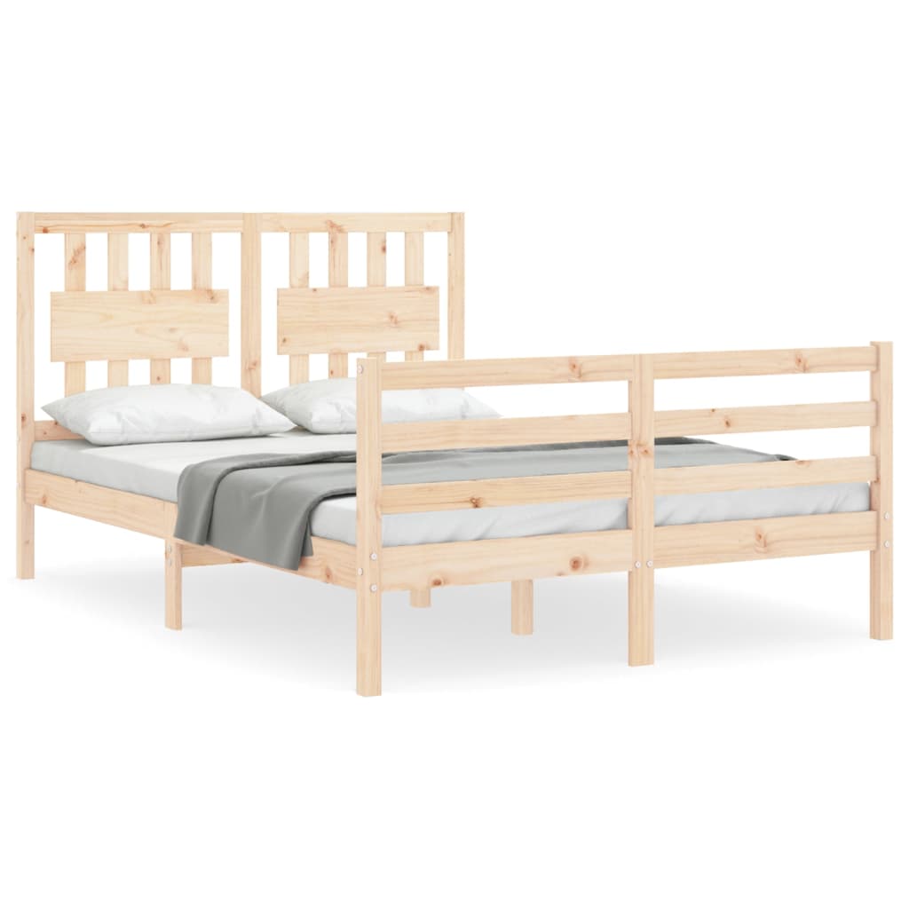 vidaXL Estructura de cama con cabecero madera maciza 140x190 cm