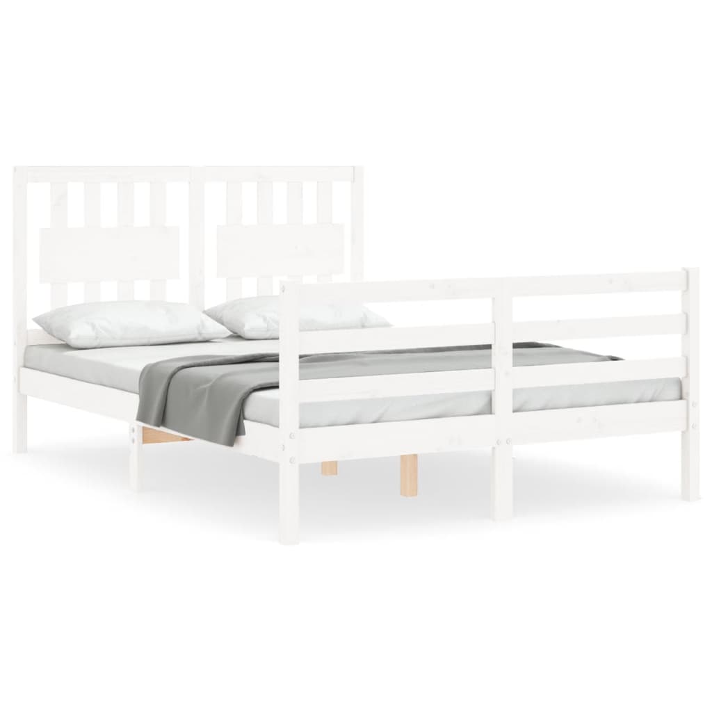 vidaXL Estructura de cama con cabecero madera maciza blanco 140x190 cm