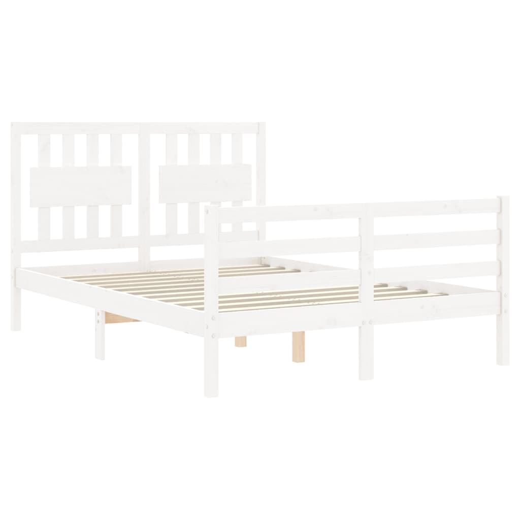 vidaXL Estructura de cama con cabecero madera maciza blanco 140x190 cm