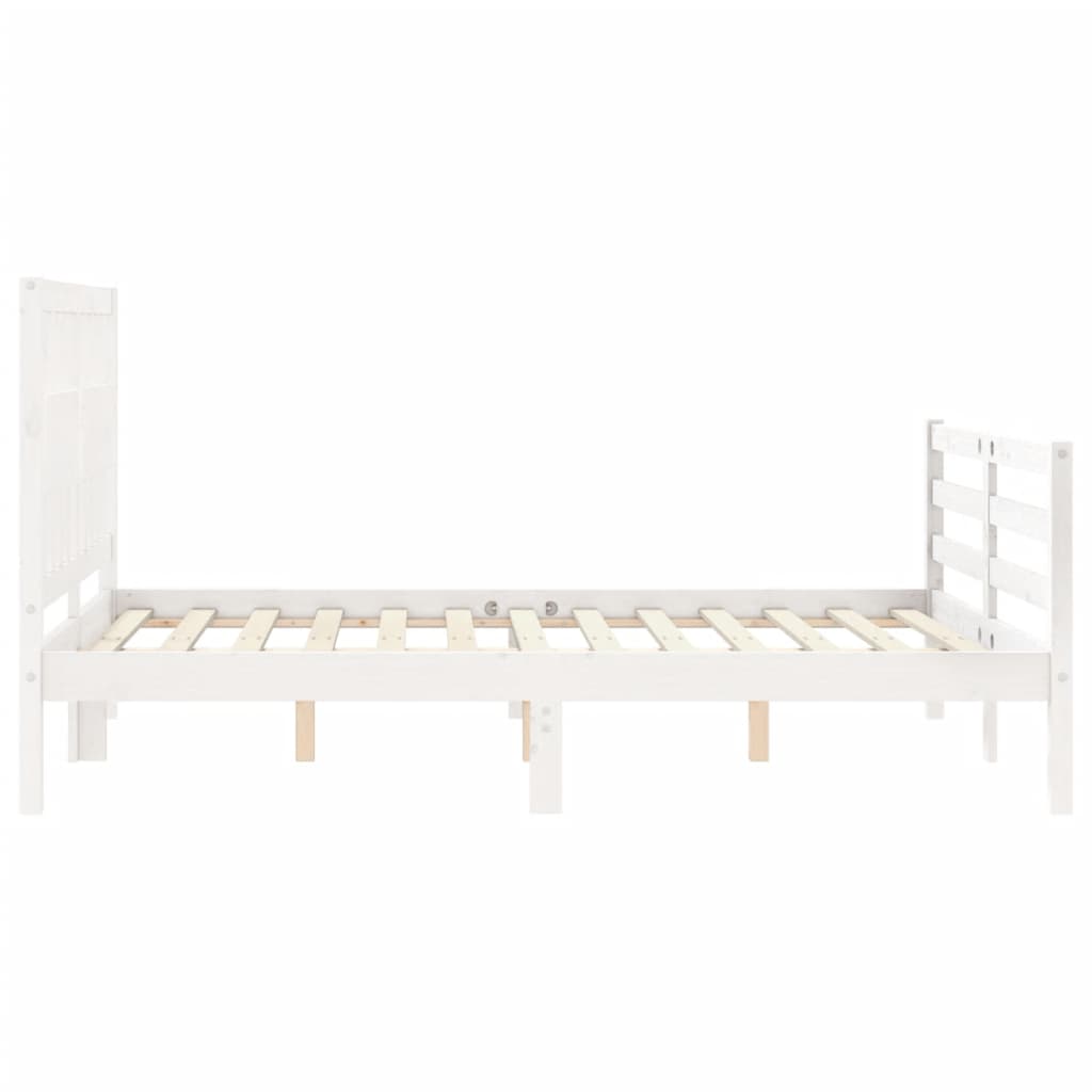 vidaXL Estructura de cama con cabecero madera maciza blanco 140x190 cm