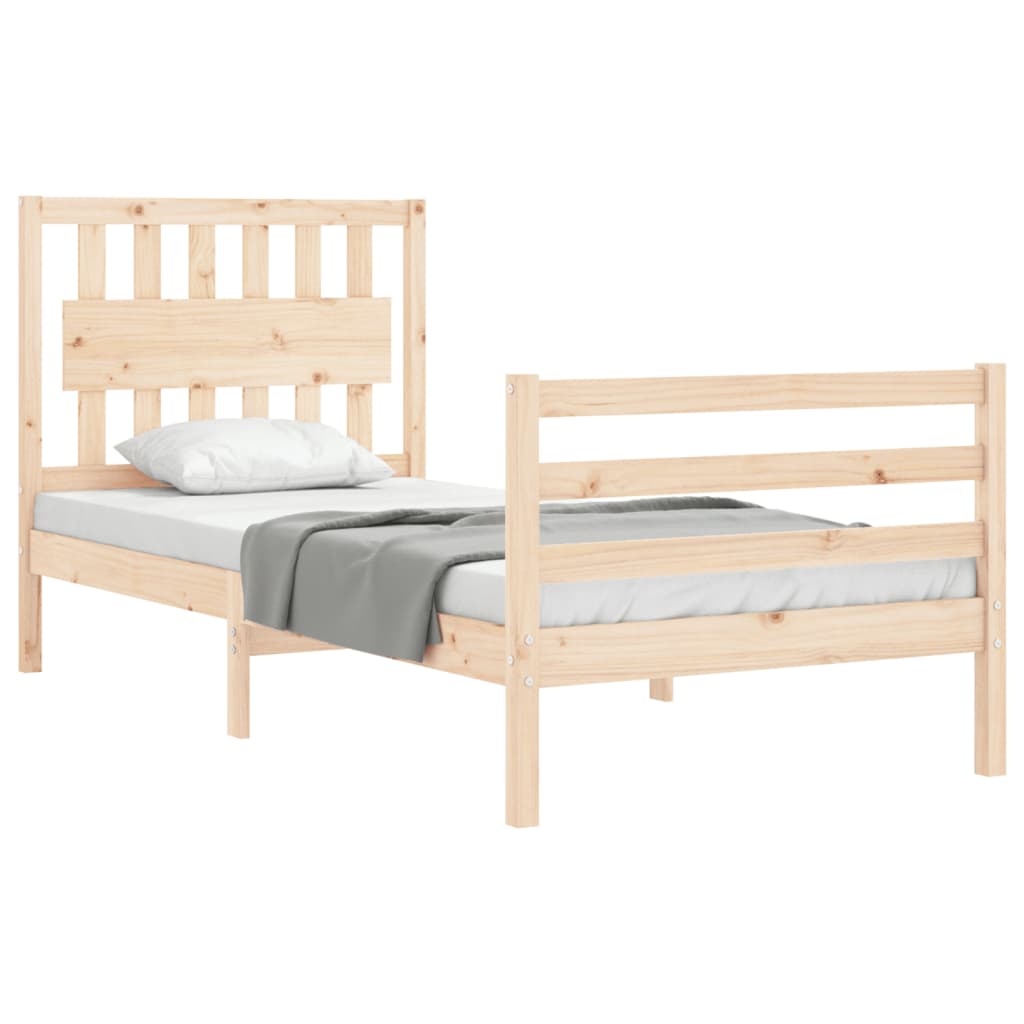 vidaXL Estructura de cama con cabecero madera maciza 90x200 cm