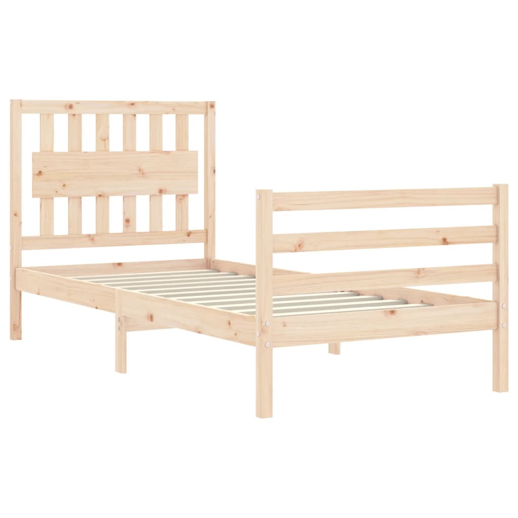 vidaXL Estructura de cama con cabecero madera maciza 90x200 cm