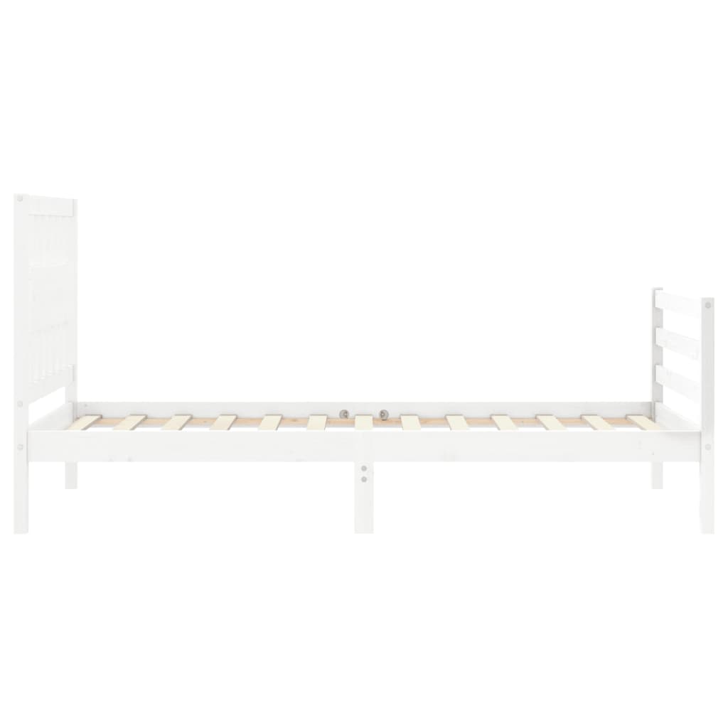 vidaXL Estructura de cama con cabecero madera maciza blanco 90x200 cm