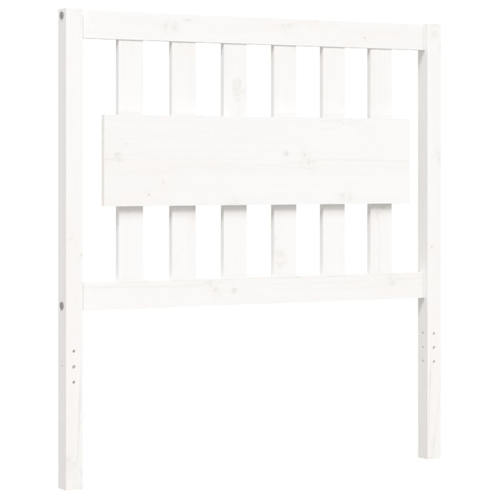 vidaXL Estructura de cama con cabecero madera maciza blanco 90x200 cm