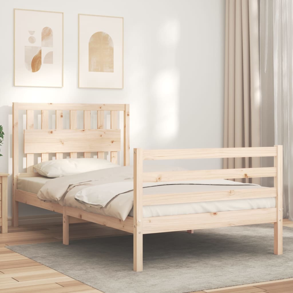 vidaXL Estructura de cama con cabecero madera maciza 100x200 cm