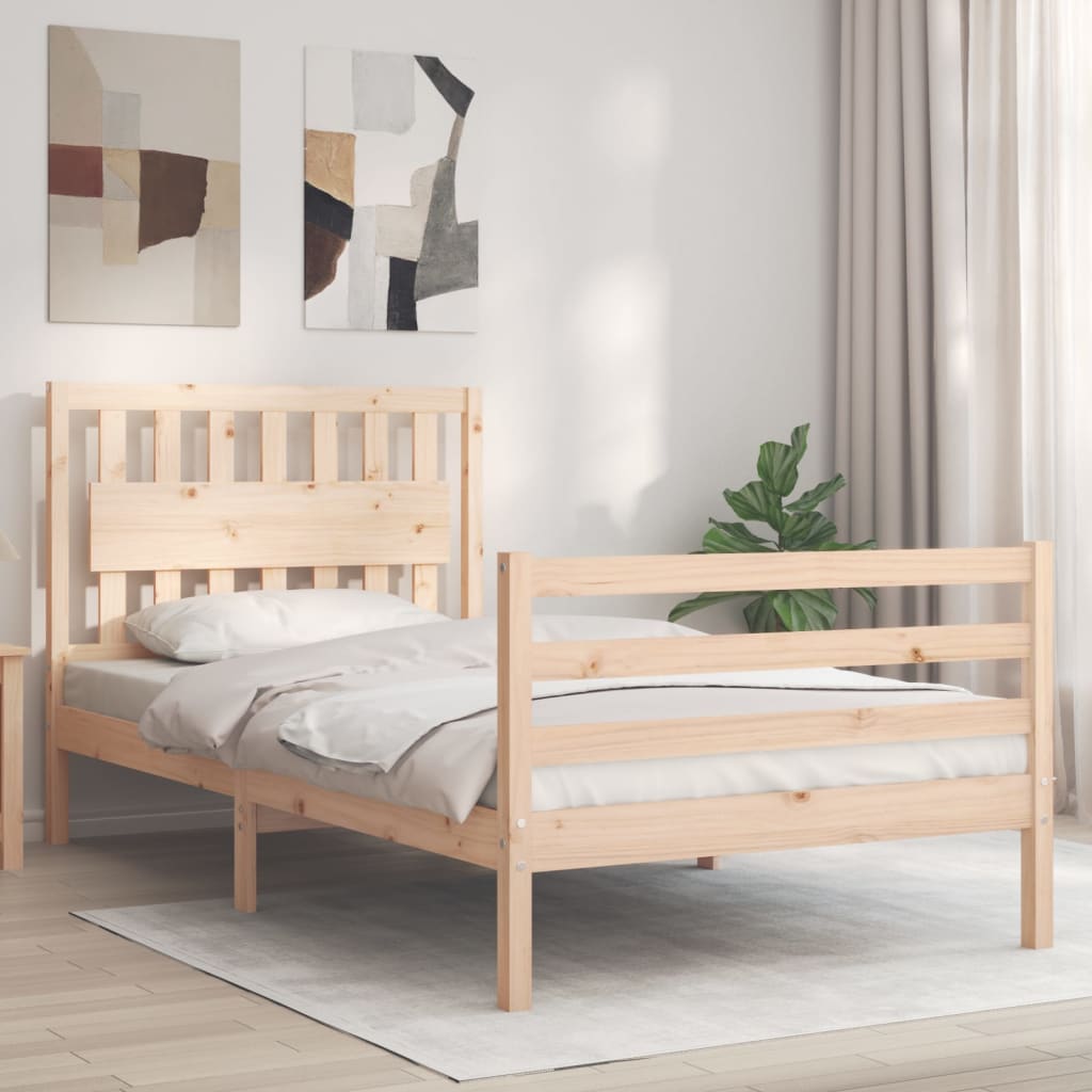 vidaXL Estructura de cama con cabecero madera maciza 100x200 cm