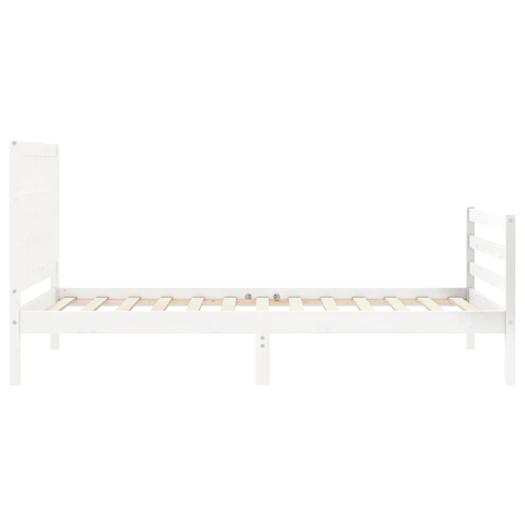 vidaXL Estructura de cama con cabecero madera maciza blanco 100x200 cm