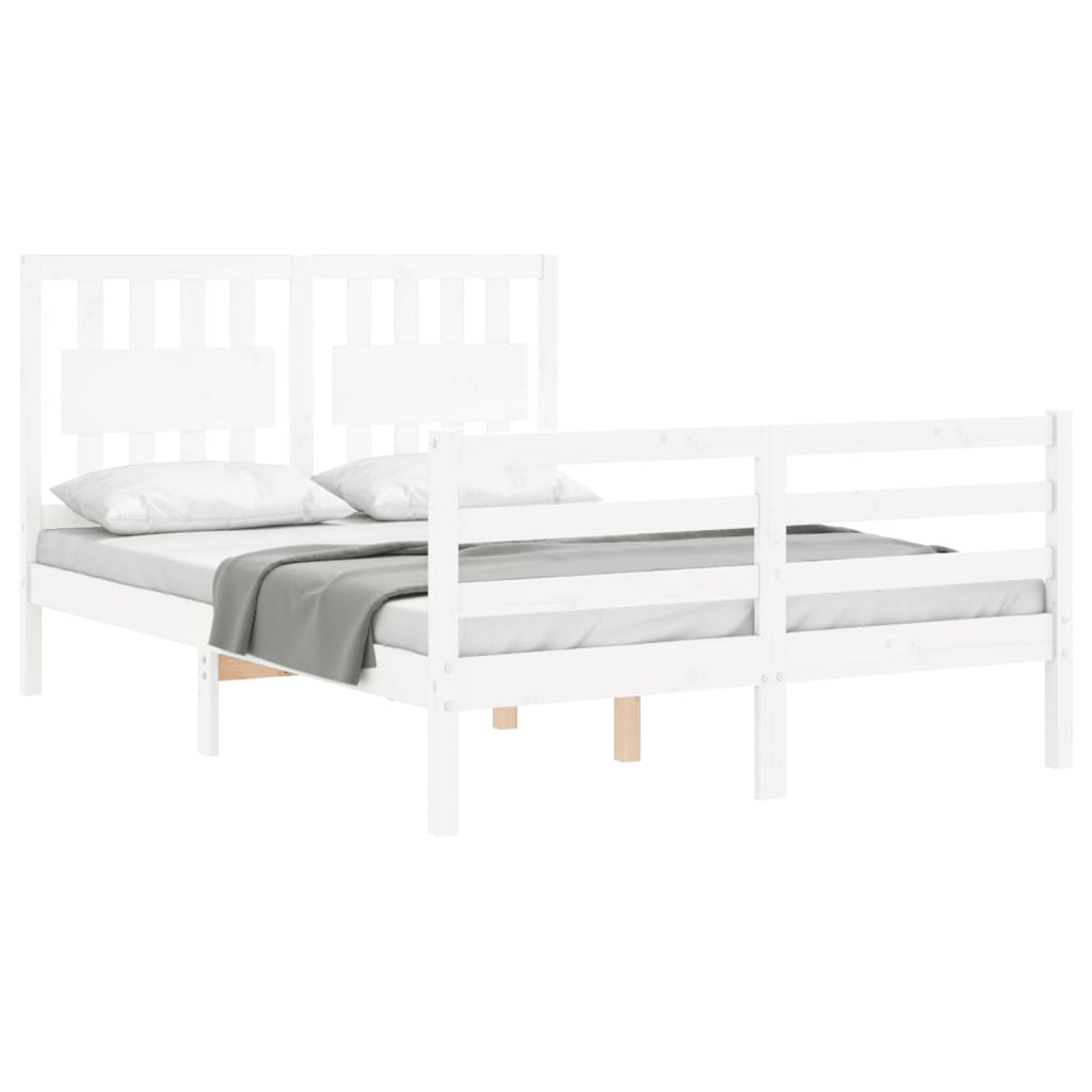 vidaXL Estructura de cama con cabecero madera maciza blanco 120x200 cm