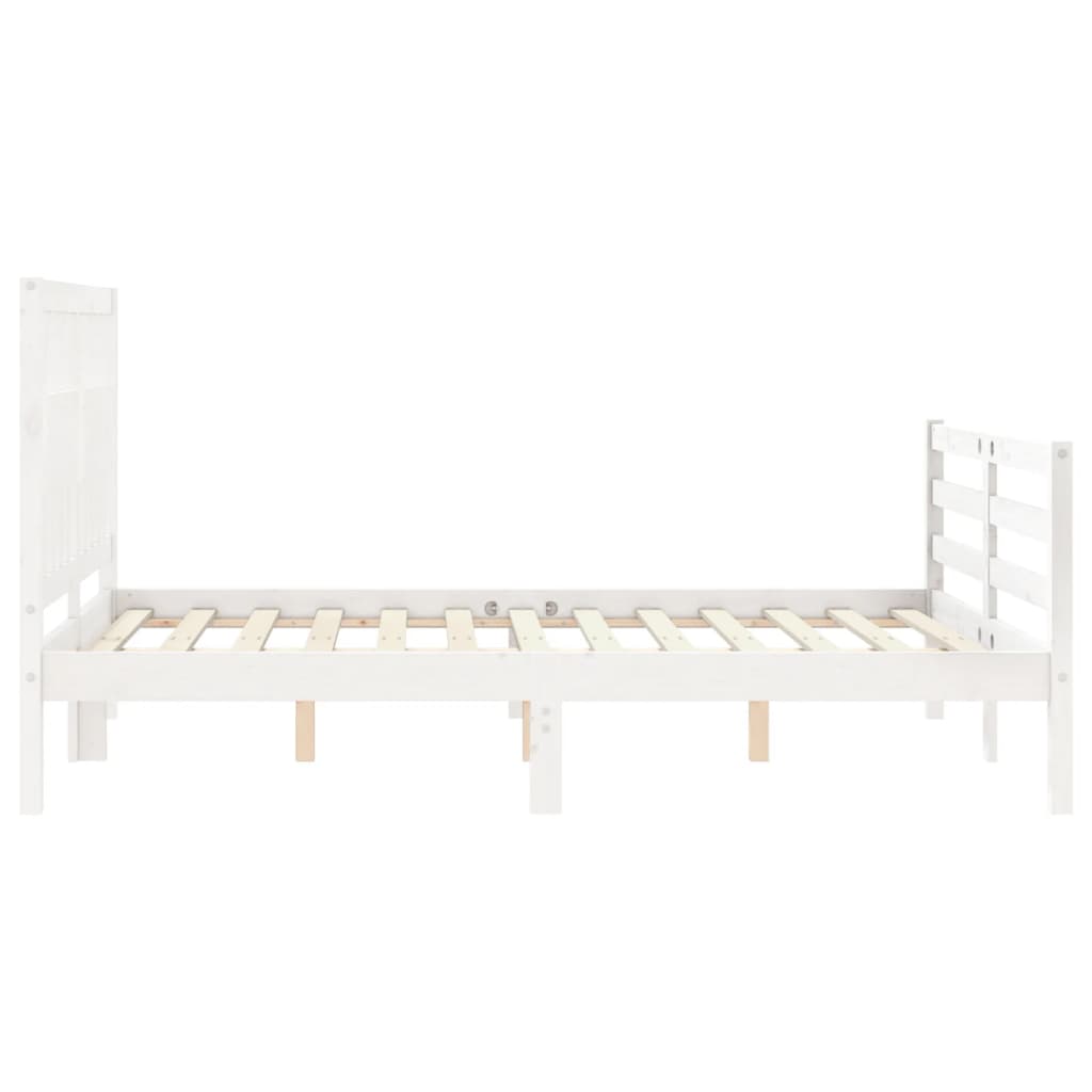 vidaXL Estructura de cama con cabecero madera maciza blanco 120x200 cm