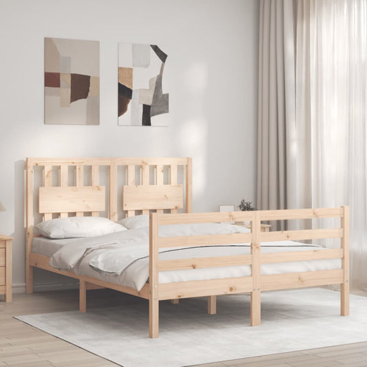 vidaXL Estructura de cama con cabecero madera maciza 140x200 cm