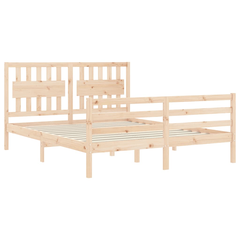 vidaXL Estructura de cama de matrimonio con cabecero madera maciza