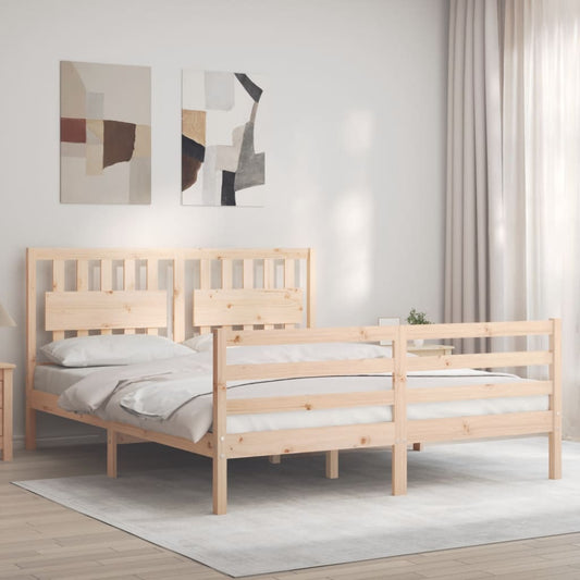 vidaXL Estructura de cama de matrimonio con cabecero madera maciza