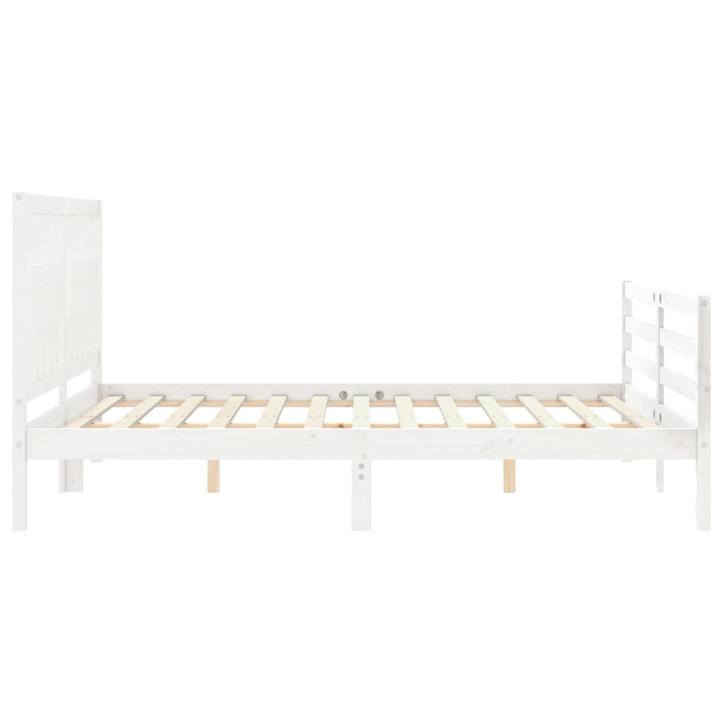 vidaXL Estructura de cama matrimonio con cabecero madera maciza blanco