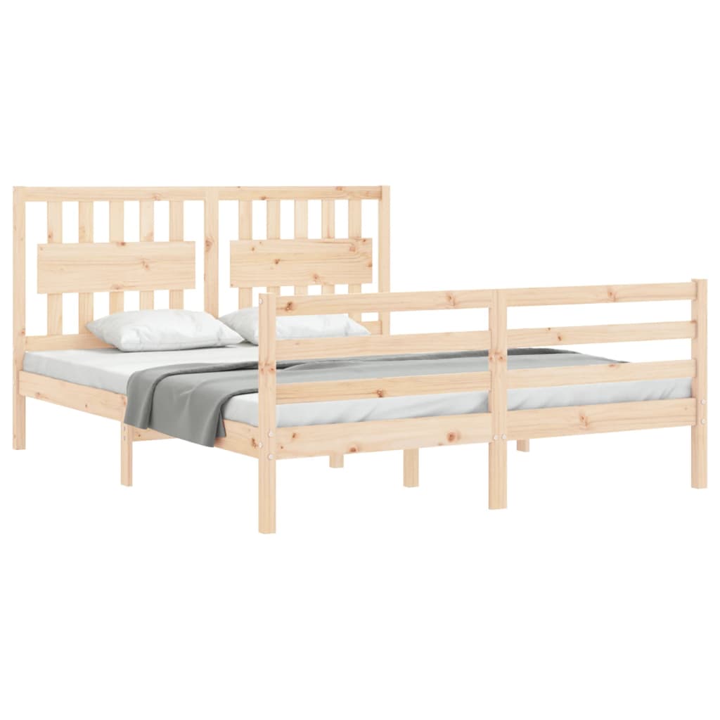 vidaXL Estructura de cama con cabecero madera maciza 160x200 cm