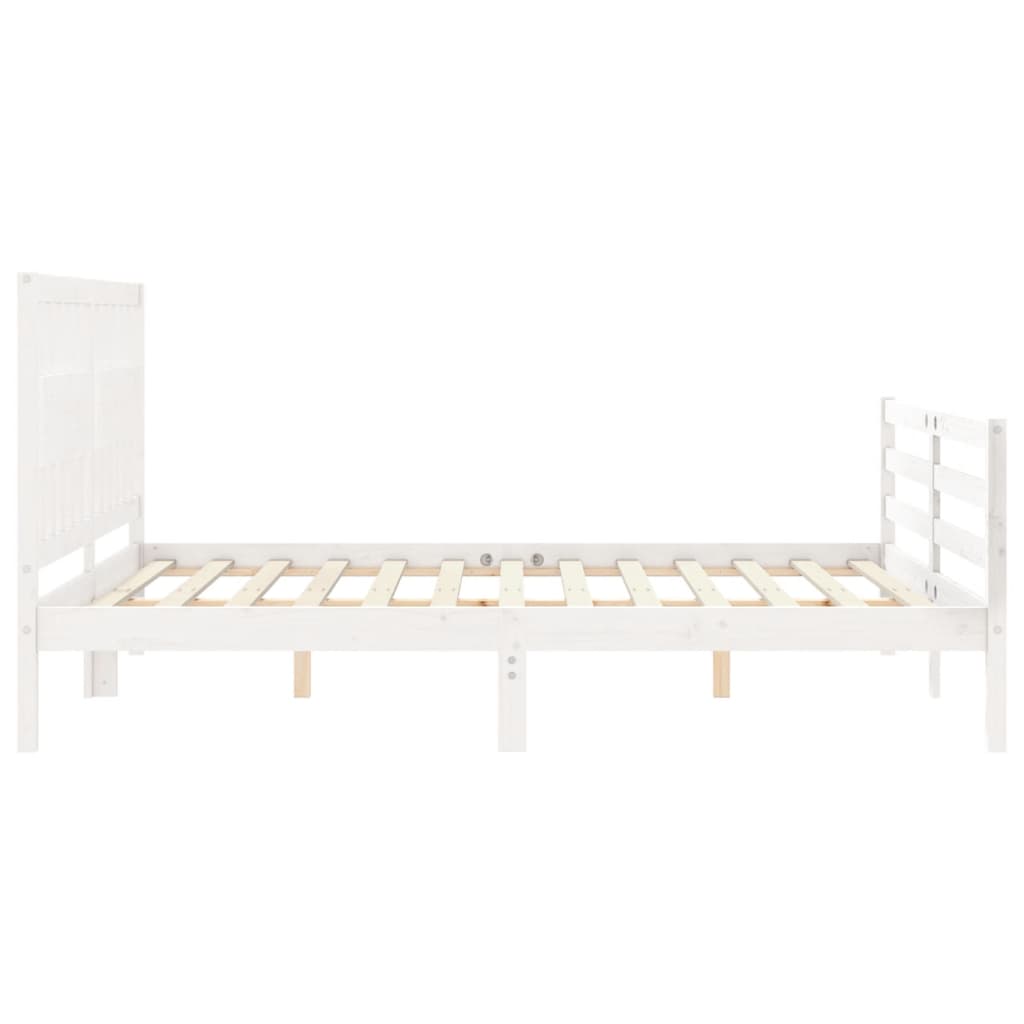 vidaXL Estructura de cama con cabecero madera maciza blanco 160x200 cm