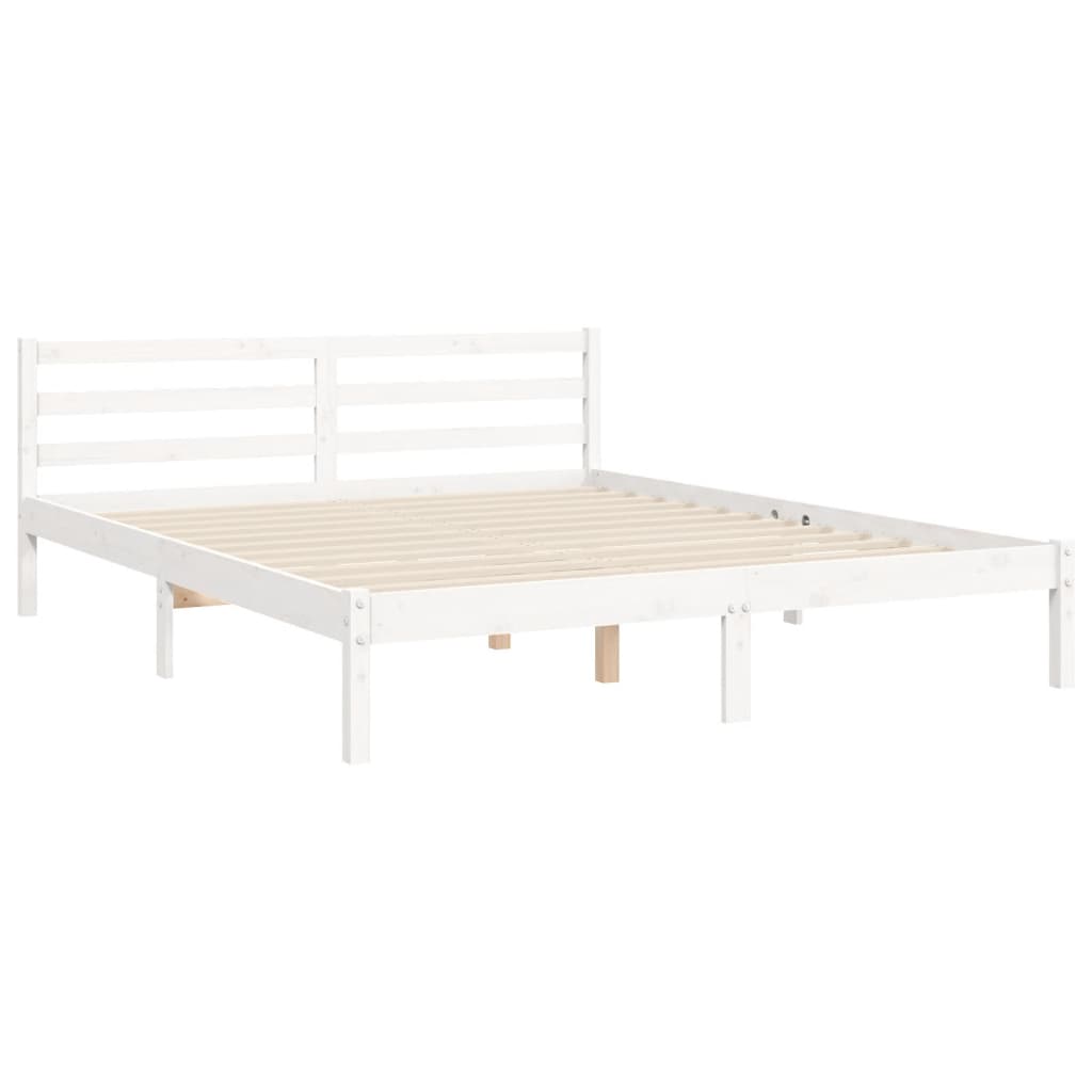 vidaXL Estructura de cama con cabecero madera maciza blanco 160x200 cm