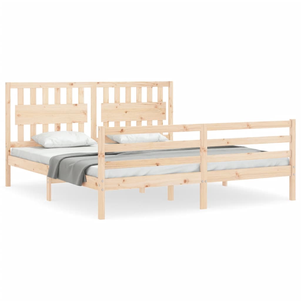 vidaXL Estructura de cama de matrimonio con cabecero madera maciza