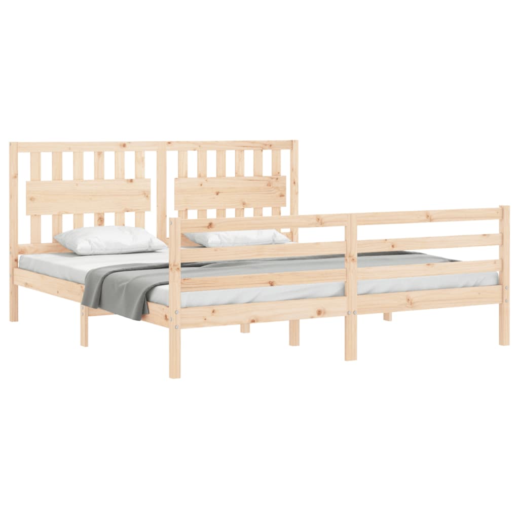 vidaXL Estructura de cama de matrimonio con cabecero madera maciza