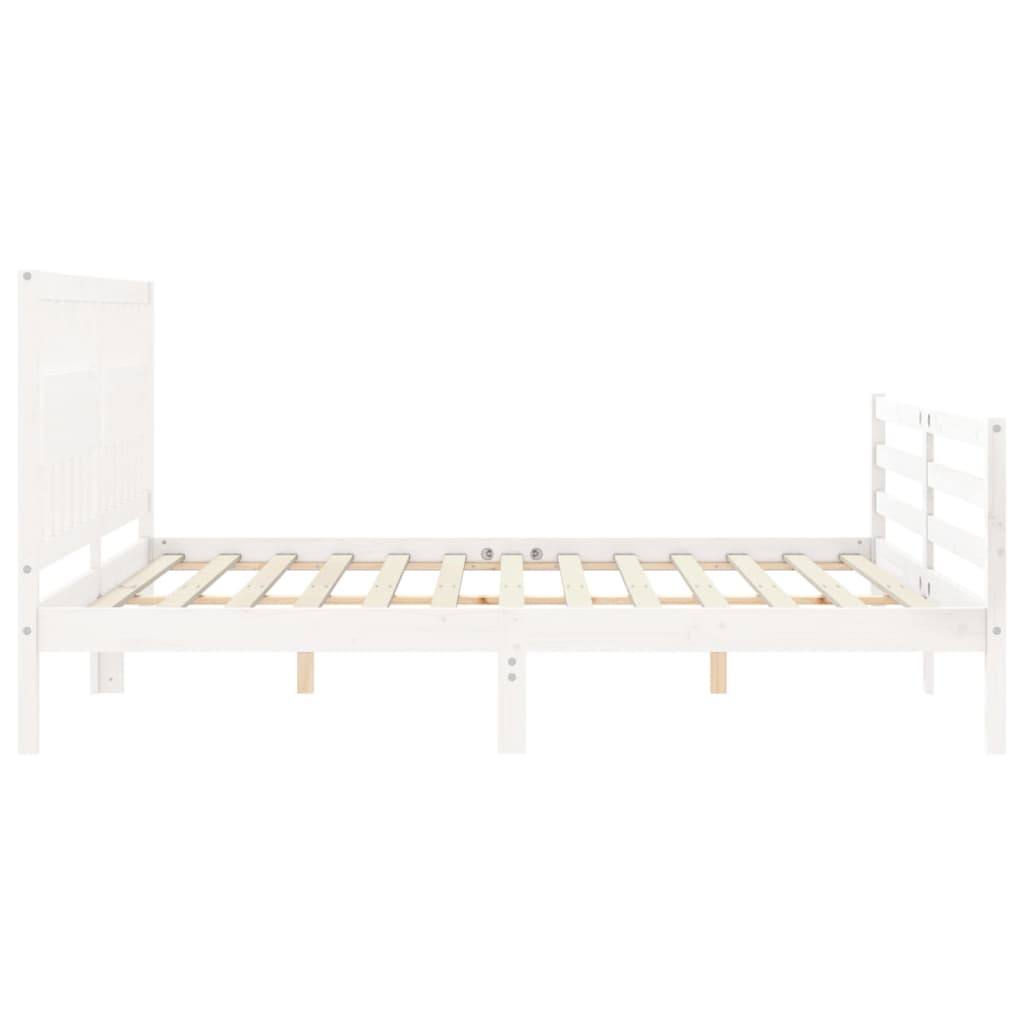 vidaXL Estructura cama de matrimonio con cabecero madera maciza blanco