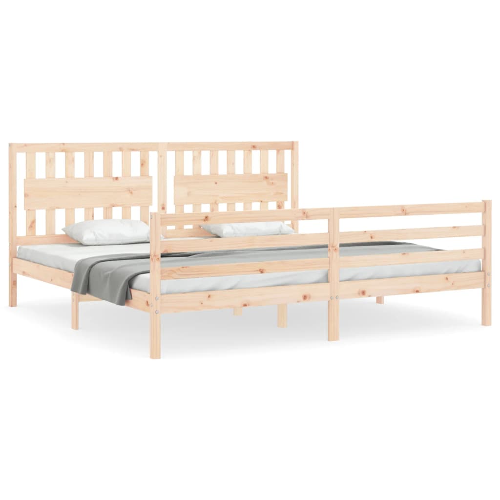 vidaXL Estructura de cama con cabecero madera maciza 200x200 cm