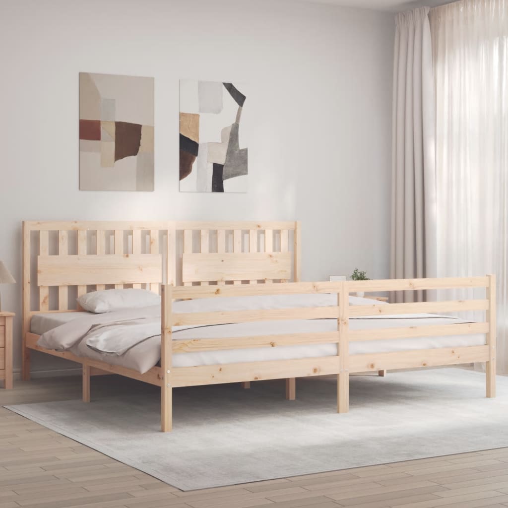 vidaXL Estructura de cama con cabecero madera maciza 200x200 cm