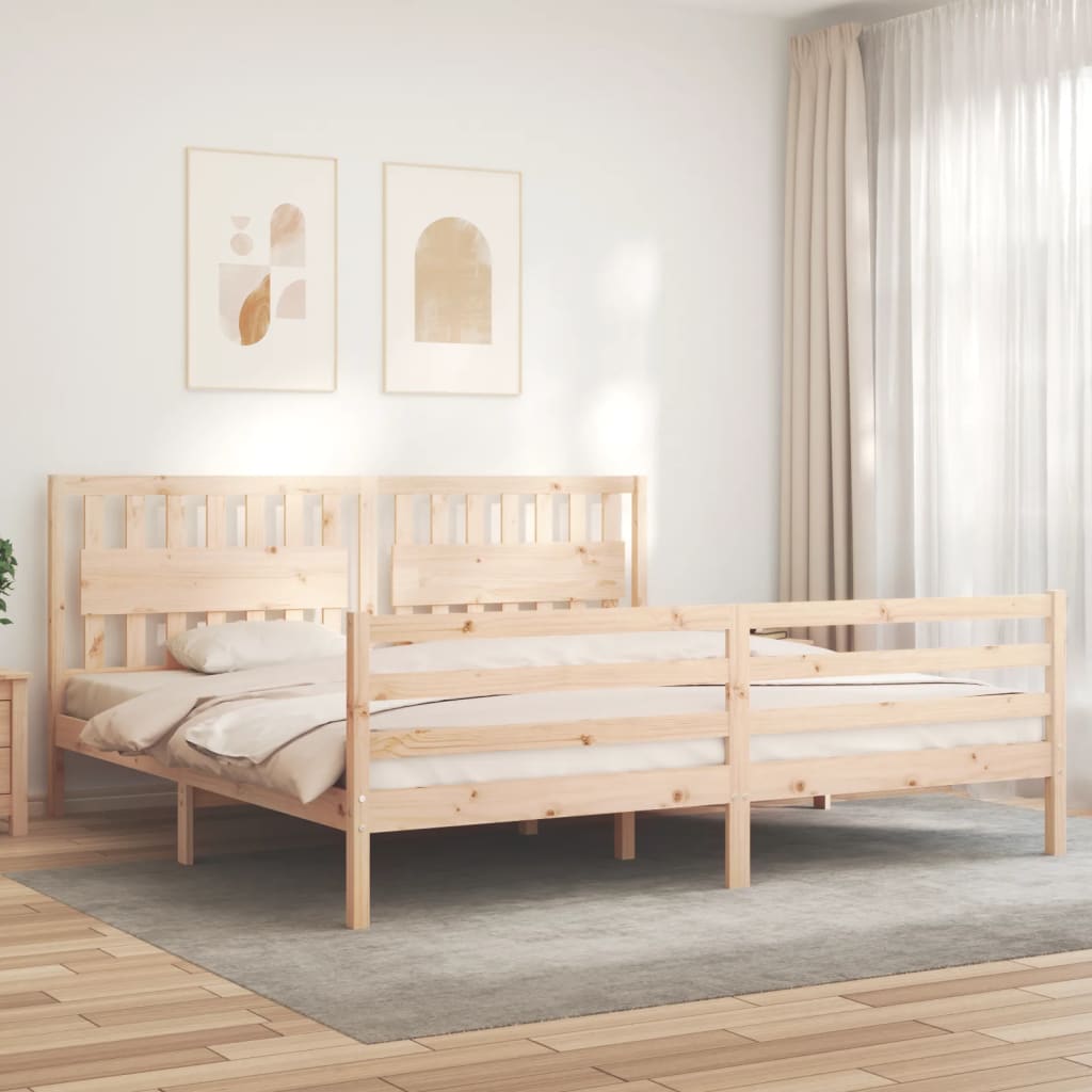 vidaXL Estructura de cama con cabecero madera maciza 200x200 cm