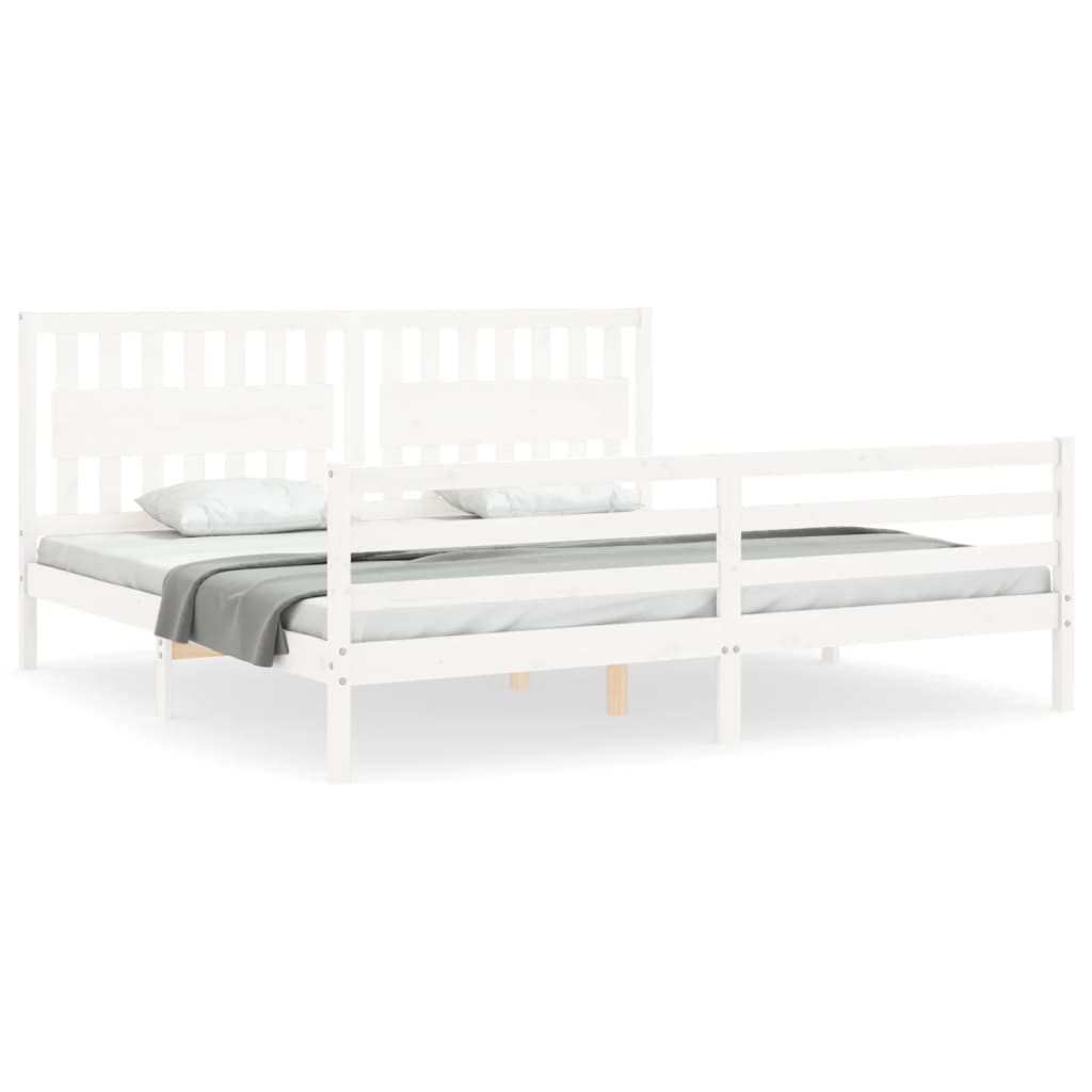 vidaXL Estructura de cama con cabecero madera maciza blanco 200x200 cm