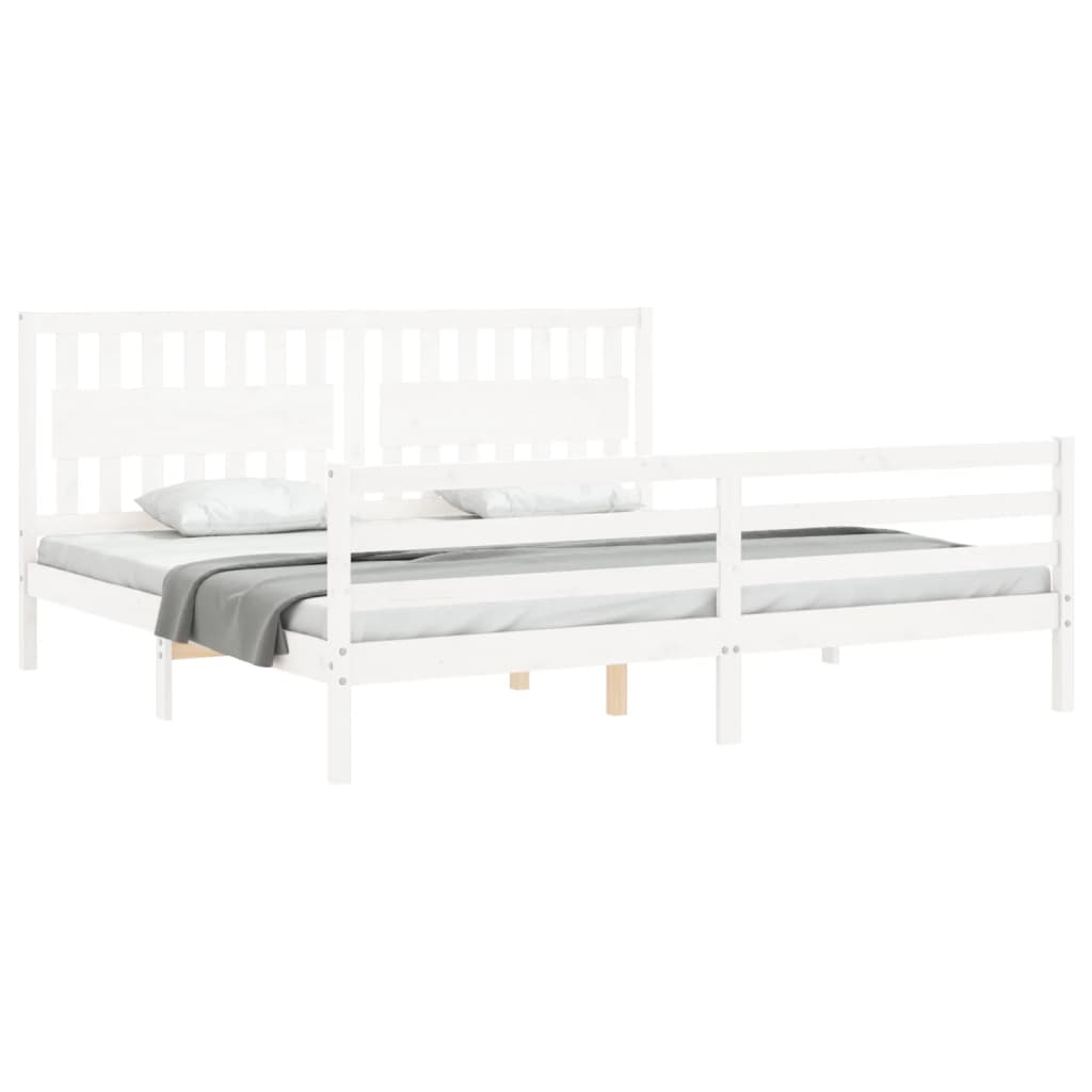 vidaXL Estructura de cama con cabecero madera maciza blanco 200x200 cm