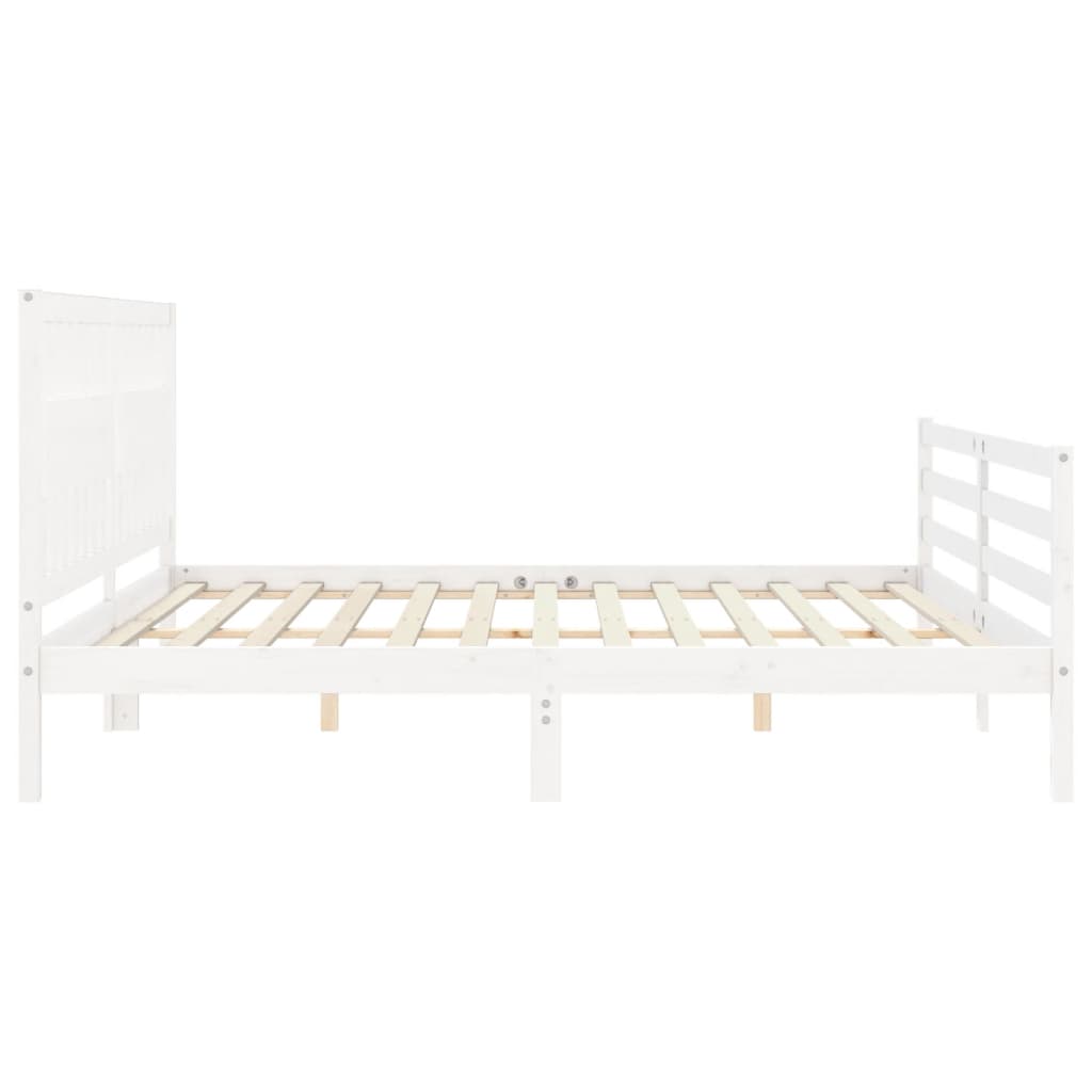 vidaXL Estructura de cama con cabecero madera maciza blanco 200x200 cm