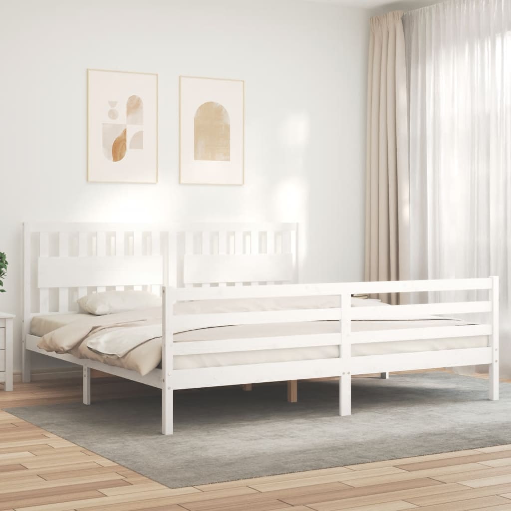 vidaXL Estructura de cama con cabecero madera maciza blanco 200x200 cm