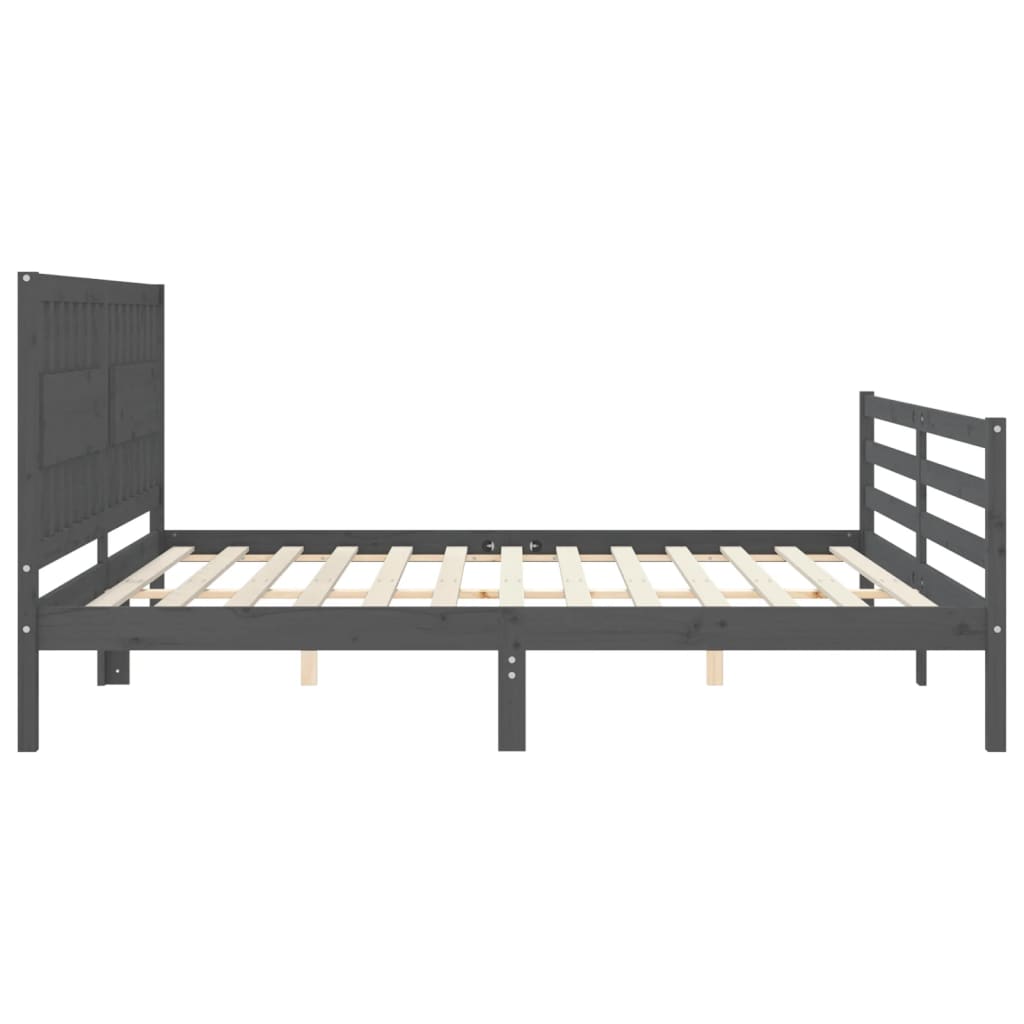 vidaXL Estructura de cama con cabecero madera maciza gris 200x200 cm