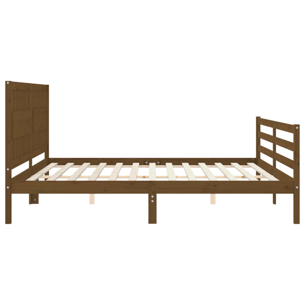 vidaXL Estructura cama y cabecero madera maciza marrón miel 200x200 cm