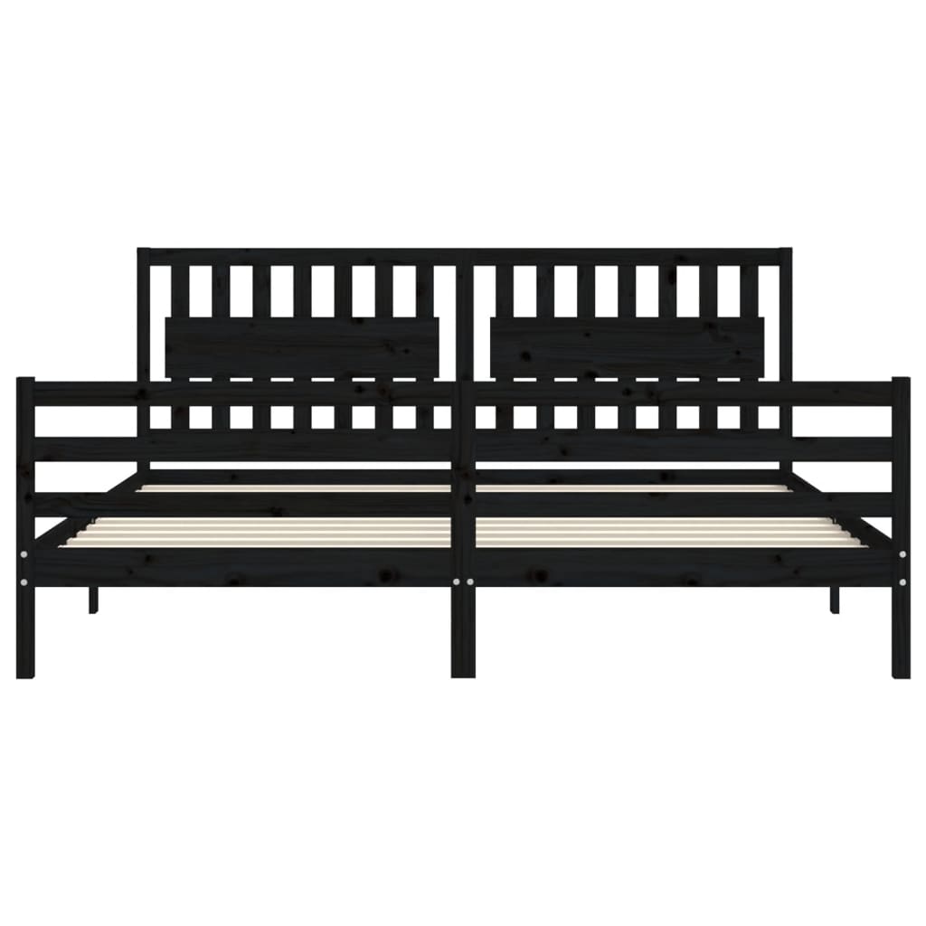 vidaXL Estructura de cama con cabecero madera maciza negro 200x200 cm