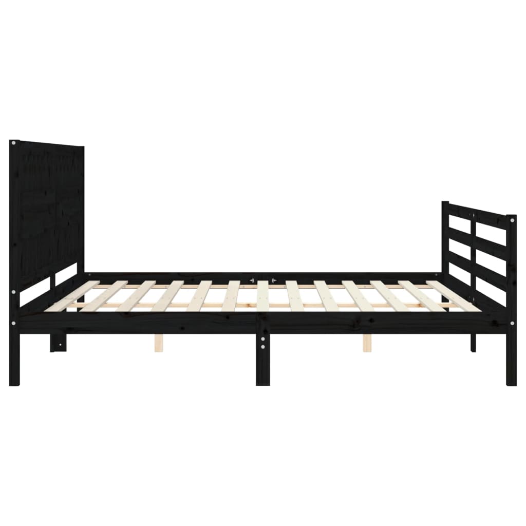 vidaXL Estructura de cama con cabecero madera maciza negro 200x200 cm