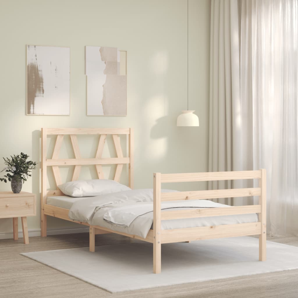 vidaXL Estructura de cama individual con cabecero madera maciza