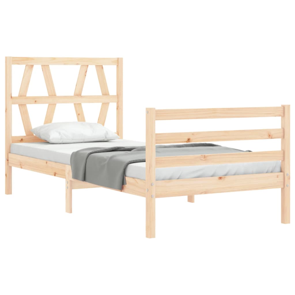 vidaXL Estructura de cama individual con cabecero madera maciza