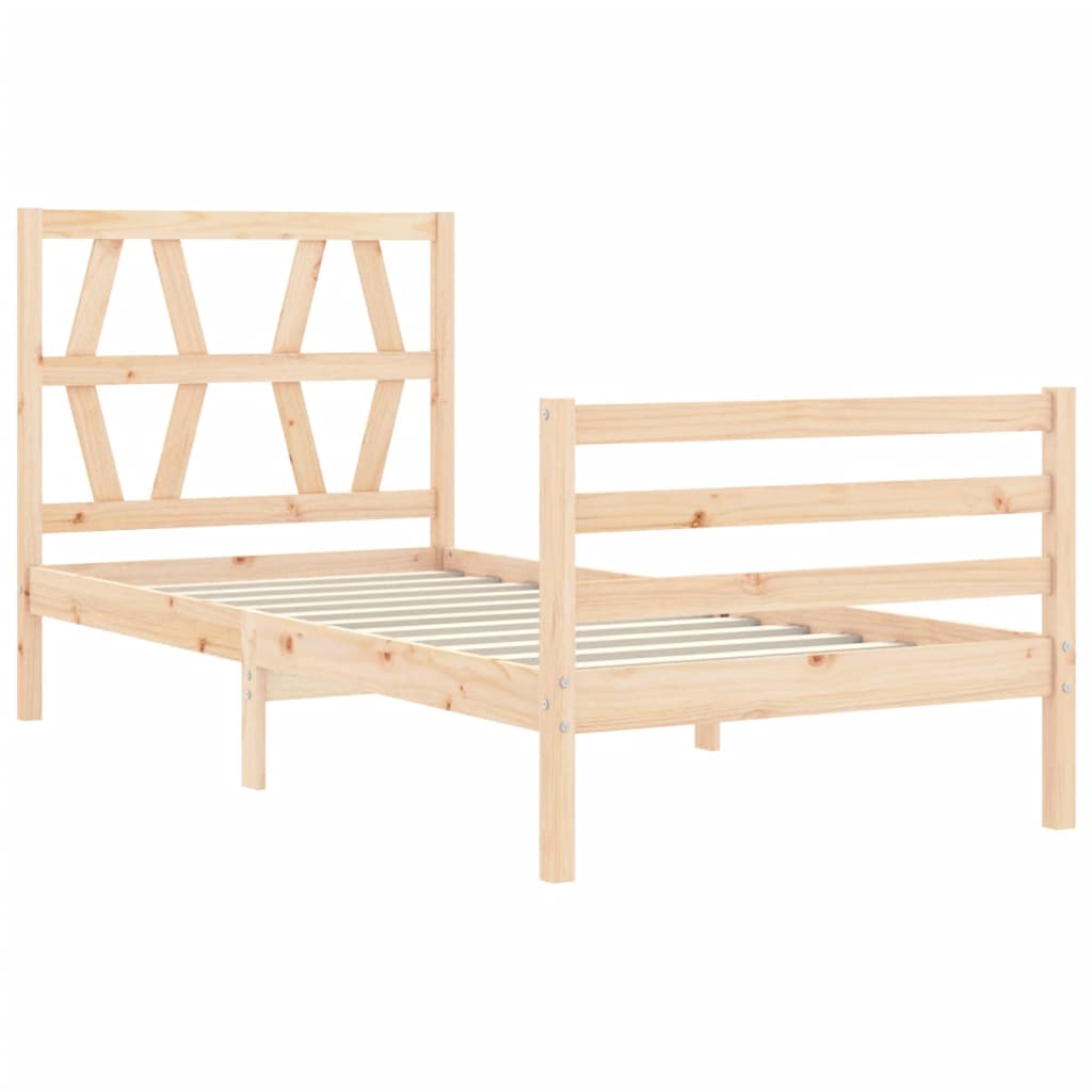 vidaXL Estructura de cama individual con cabecero madera maciza