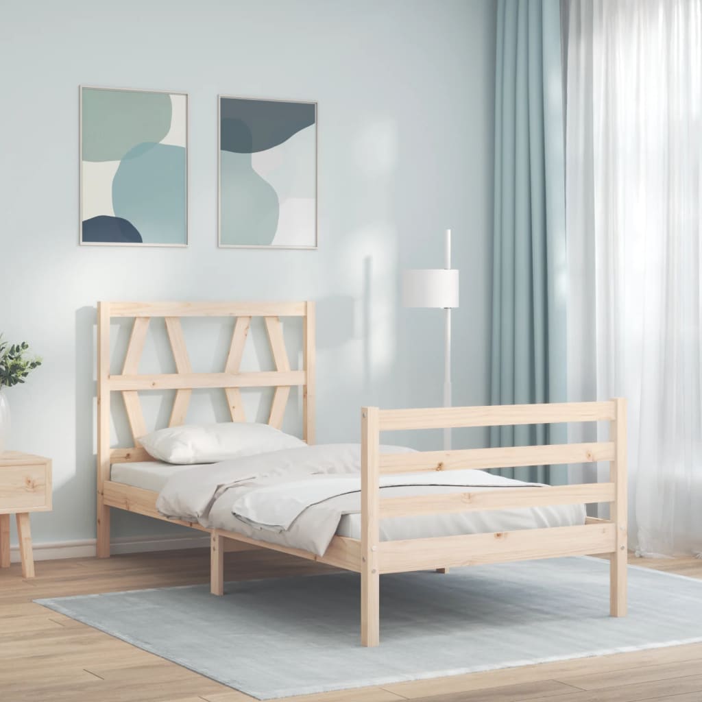 vidaXL Estructura de cama individual con cabecero madera maciza