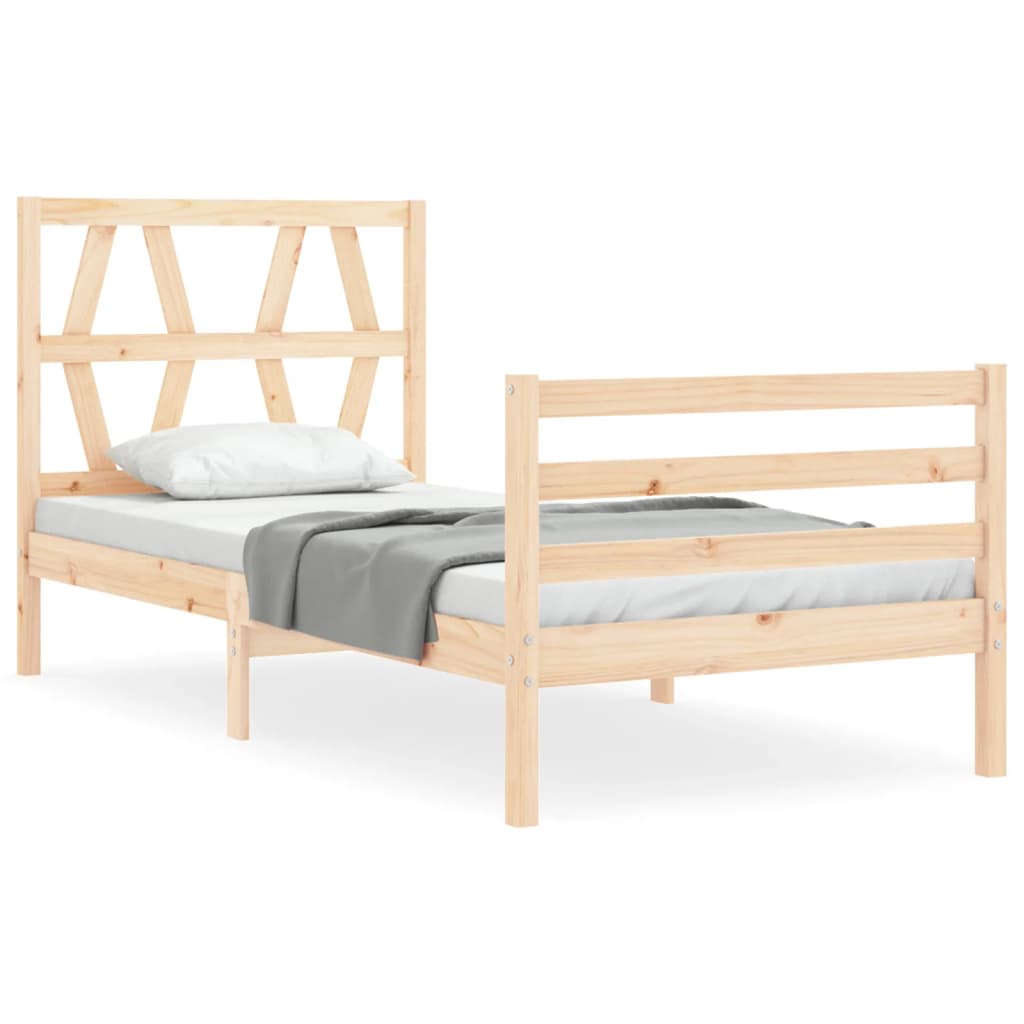 vidaXL Estructura de cama con cabecero madera maciza