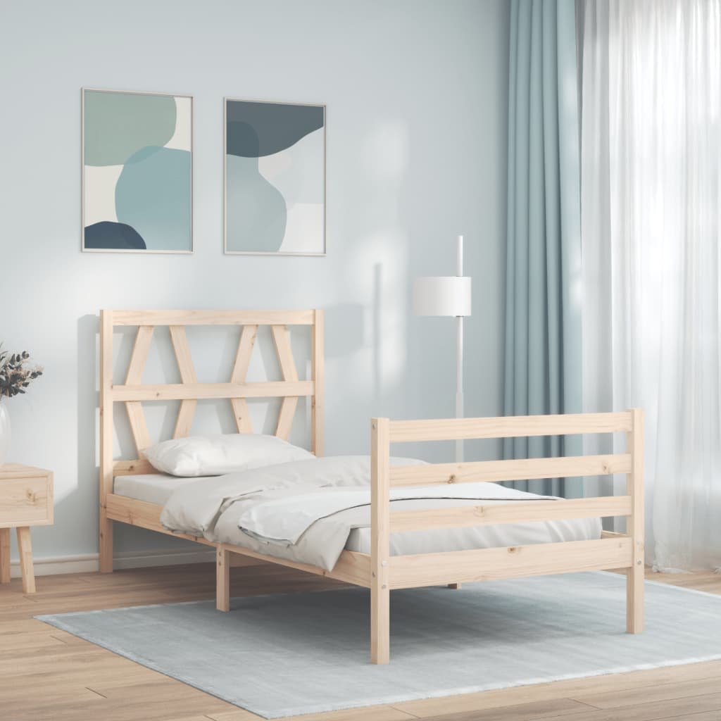 vidaXL Estructura de cama con cabecero madera maciza