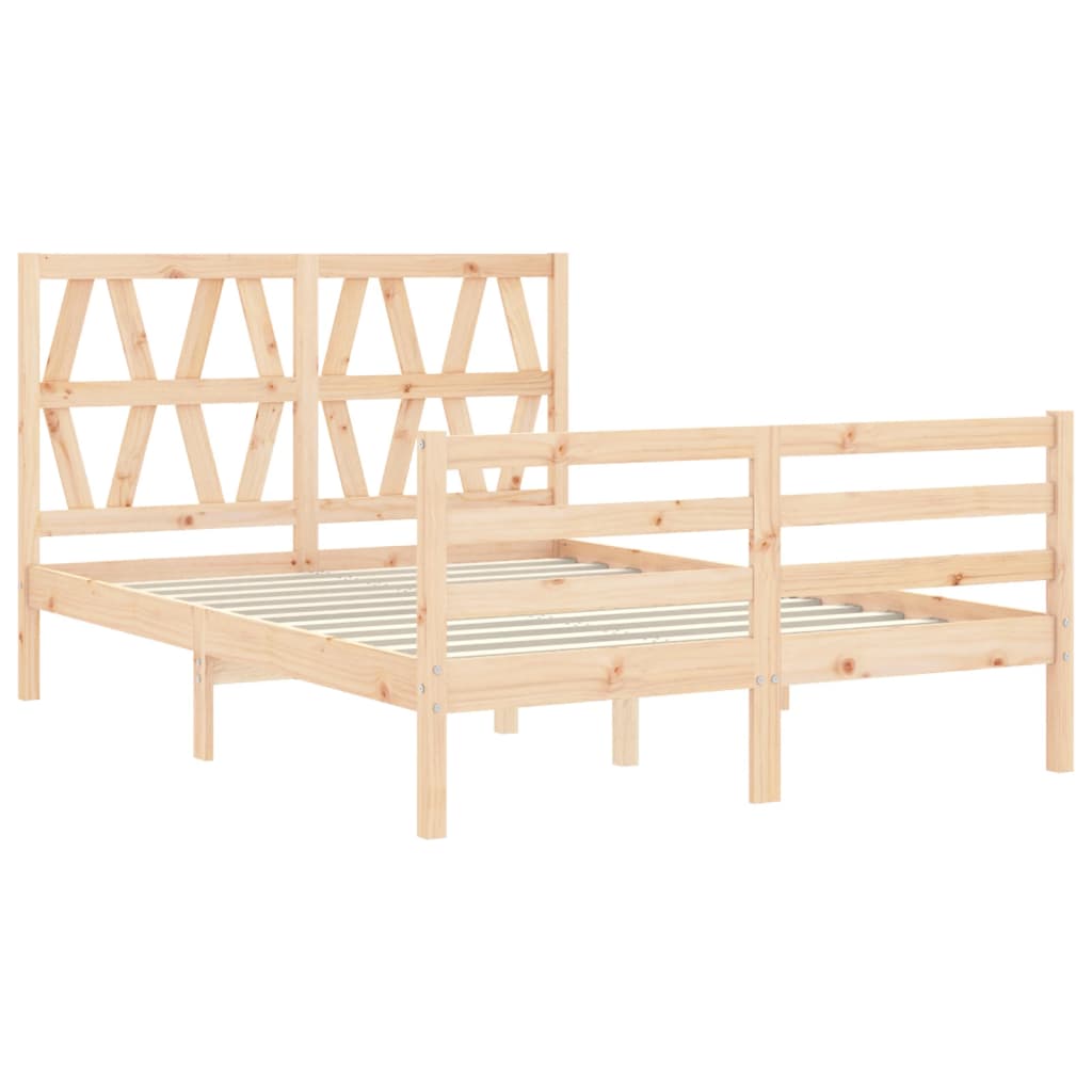 vidaXL Estructura de cama de matrimonio con cabecero madera maciza