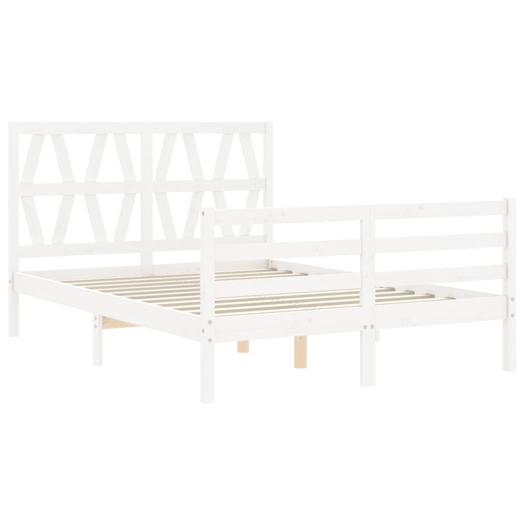 vidaXL Estructura cama de matrimonio con cabecero madera maciza blanco