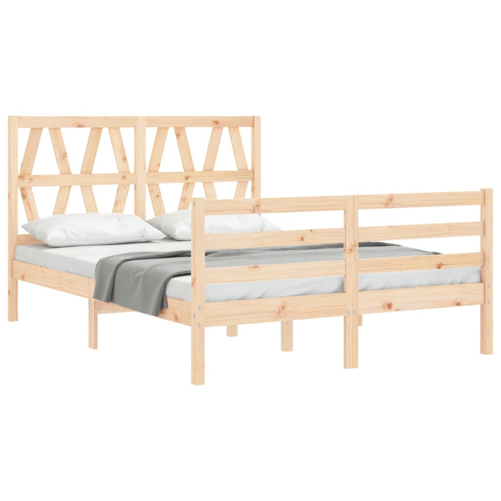 vidaXL Estructura de cama de matrimonio con cabecero madera maciza