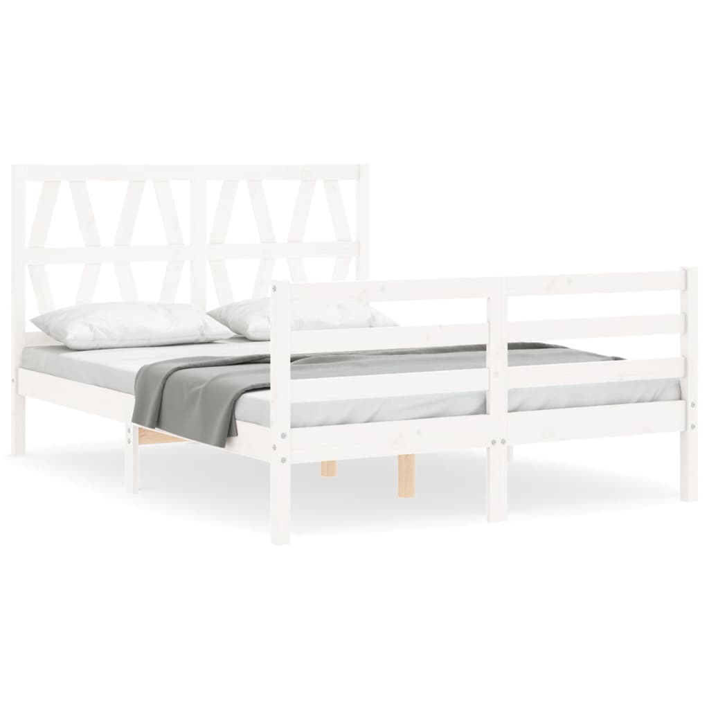 vidaXL Estructura de cama con cabecero madera maciza blanco 140x200 cm