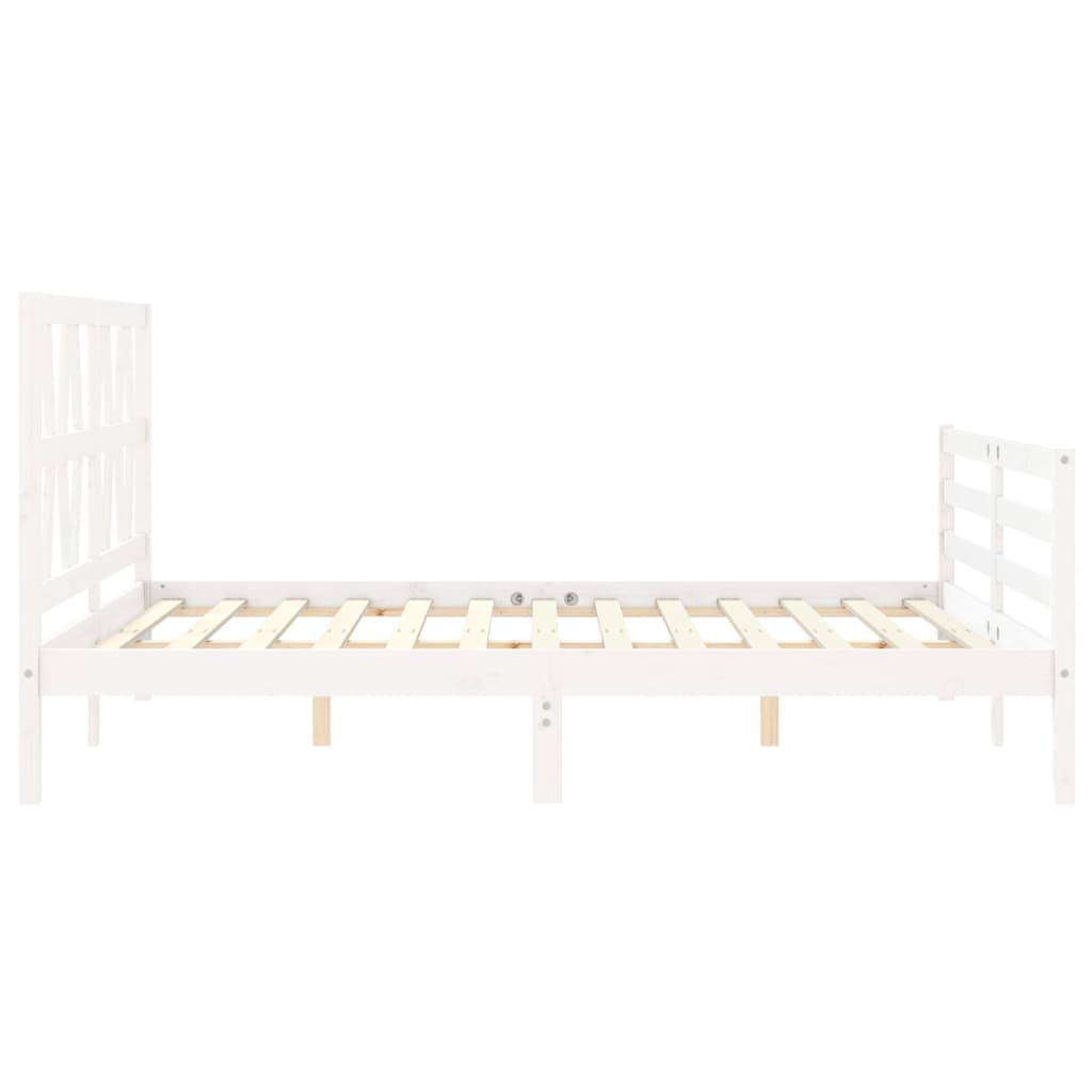 vidaXL Estructura de cama matrimonio con cabecero madera maciza blanco