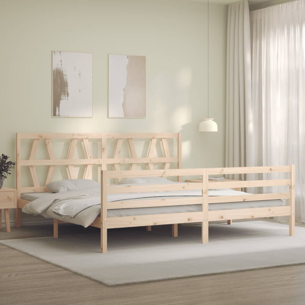 vidaXL Estructura de cama con cabecero madera maciza 200x200 cm