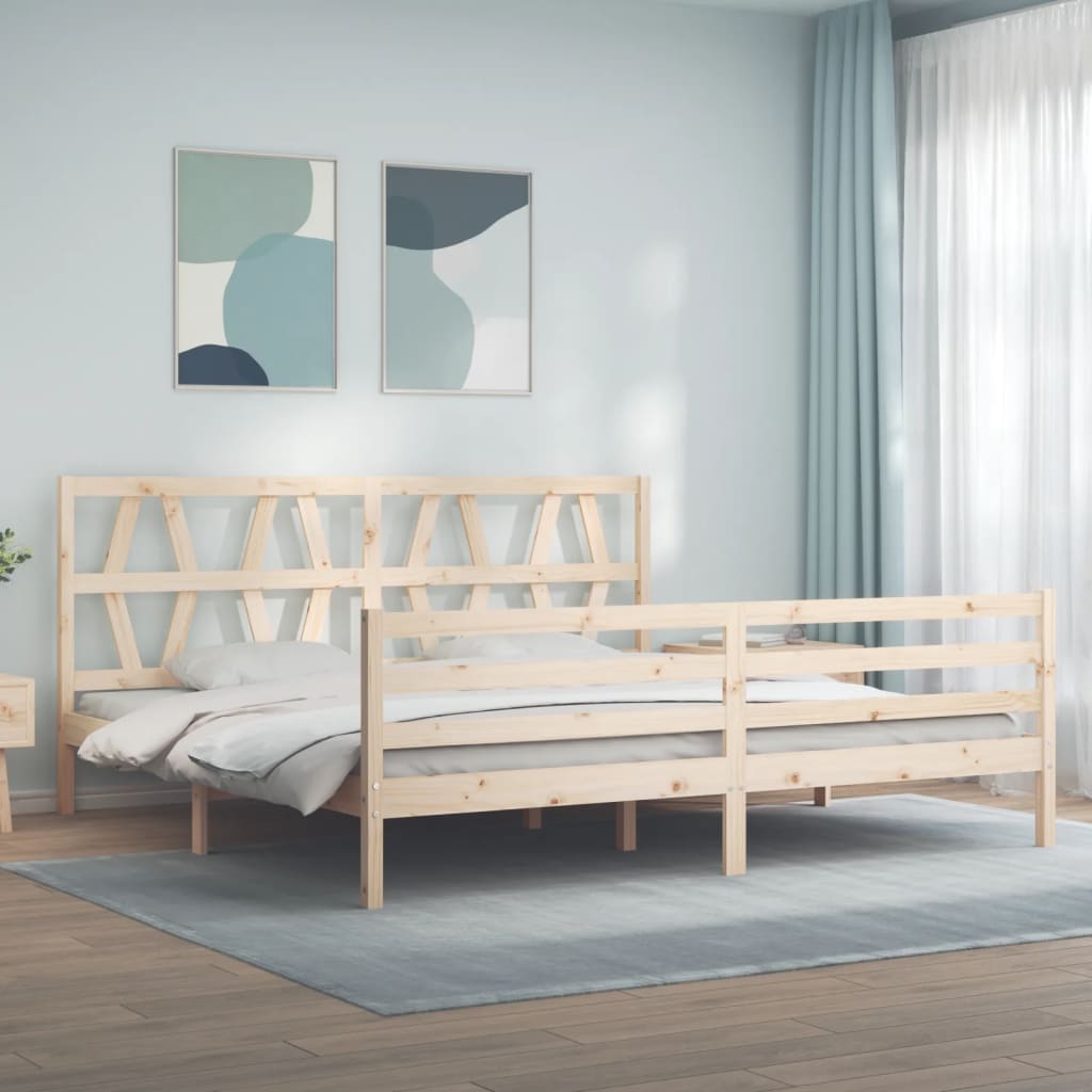 vidaXL Estructura de cama con cabecero madera maciza 200x200 cm