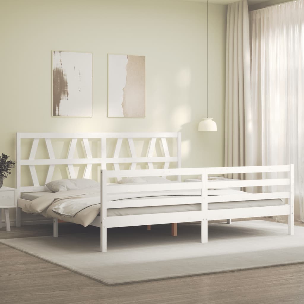 vidaXL Estructura de cama con cabecero madera maciza blanco 200x200 cm