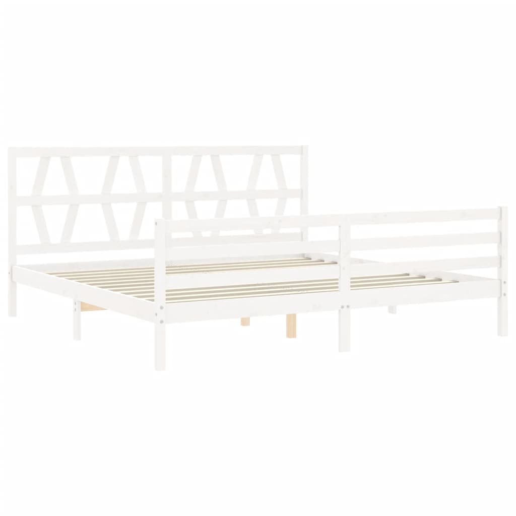 vidaXL Estructura de cama con cabecero madera maciza blanco 200x200 cm